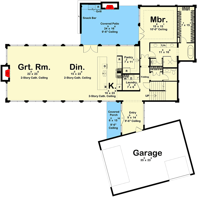 Plan 623331DJ: Contemporary Barndominium-Style House Plan with Angled Garage- 3333 Sq Ft - Floor Plan - Main Level - Barndominium, Contemporary