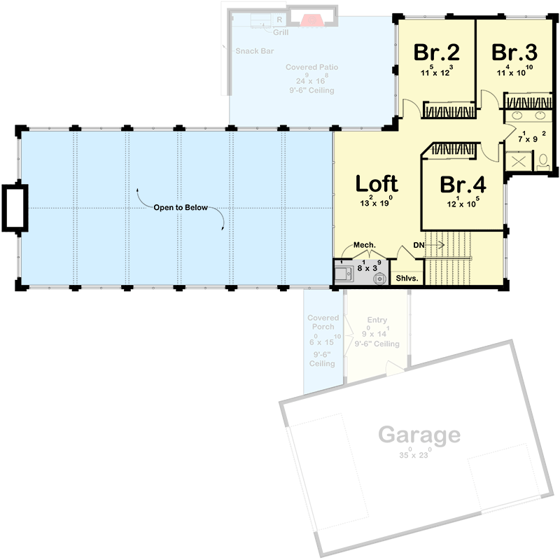 Plan 623331DJ: Contemporary Barndominium-Style House Plan with Angled Garage- 3333 Sq Ft - Floor Plan - 2nd Floor - Barndominium, Contemporary