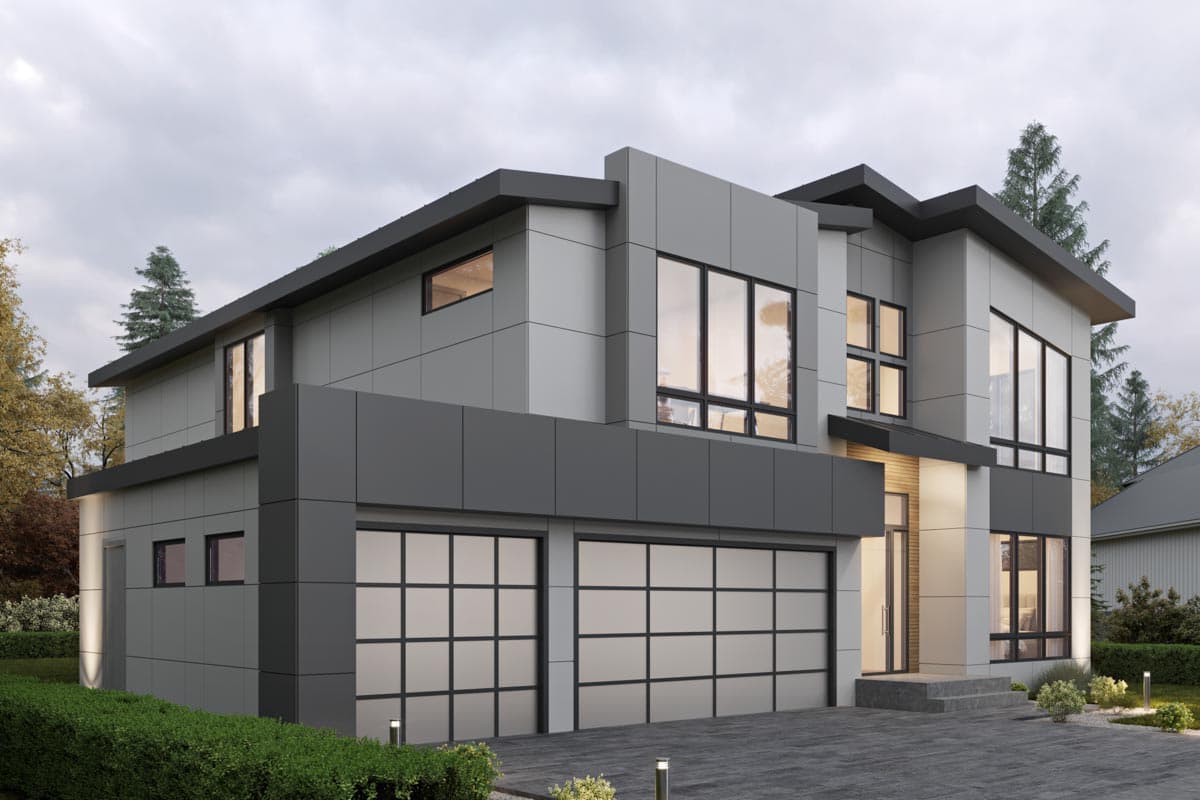 Plan 666259RAF: Modern 2-Story House Plan with Home Office and 2-Story Great Room - 3315 Sq Ft - Image #4 - Contemporary, Modern, Northwest