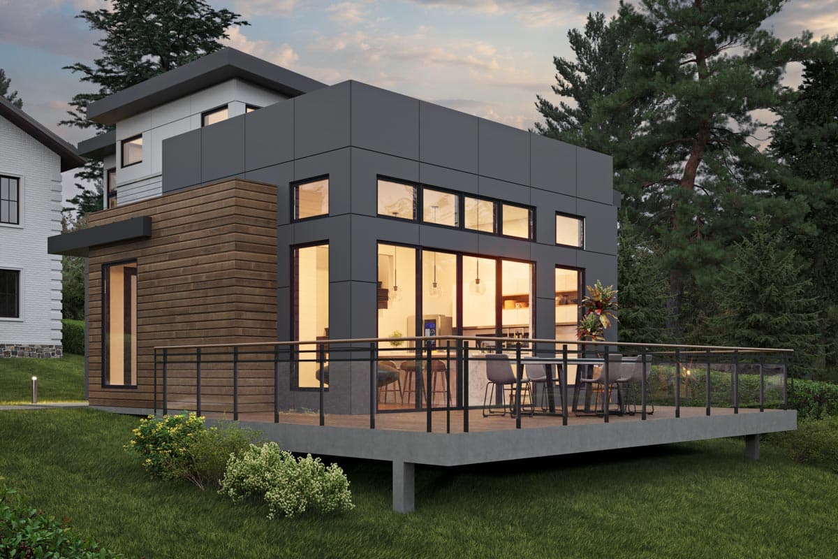 Plan 666260RAF: Modern House Plan Under 1000 Square Feet - Architectural Designs - Image #4 - Mid Century Modern, Modern, Northwest