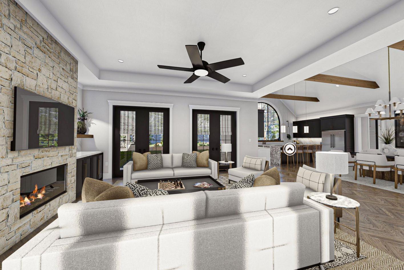 Plan 623332DJ: 3 Bed Transitional Home Plan with RV Garage - 3164 Square Feet - Virtual Tour Cover Image - Contemporary, Cottage, European, Transitional