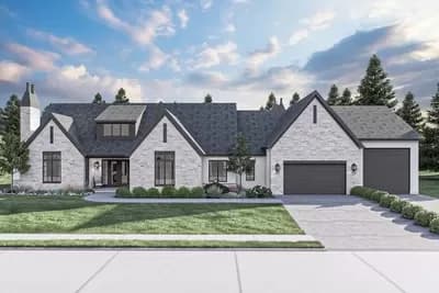 3 Bed Transitional Home Plan with RV Garage - 3164 Square Feet