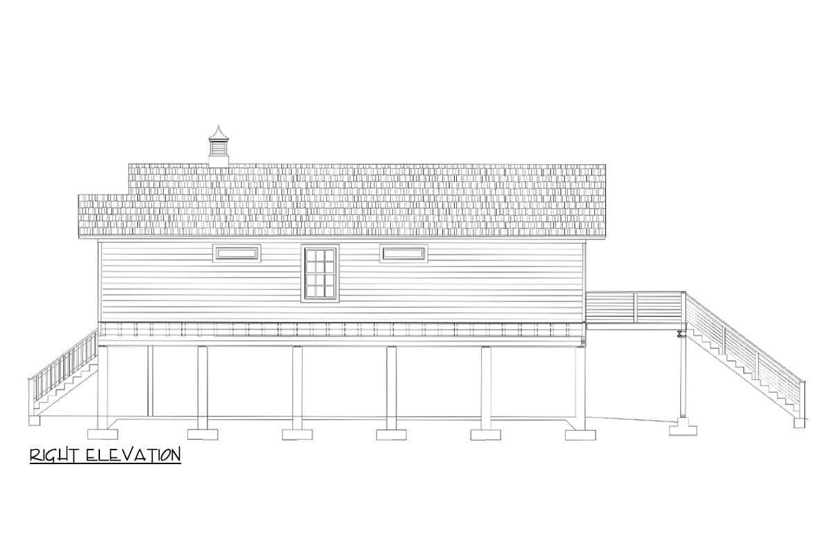 Plan 680289VR: Elevated Coastal House Plan with Expandable Back Porch - 1312 Sq Ft - Image #5 - Beach, Coastal, Florida-Style