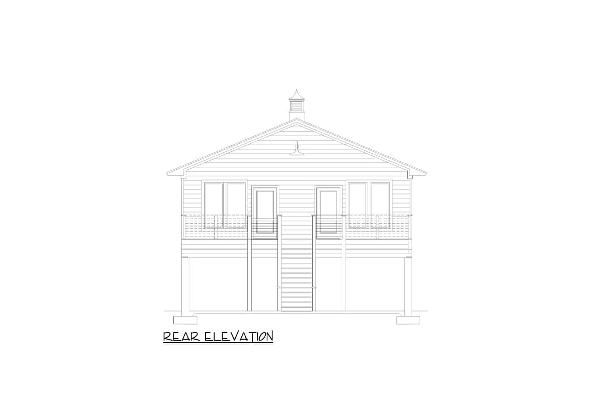 Plan 680289VR: Elevated Coastal House Plan with Expandable Back Porch - 1312 Sq Ft - Image #4 - Beach, Coastal, Florida-Style