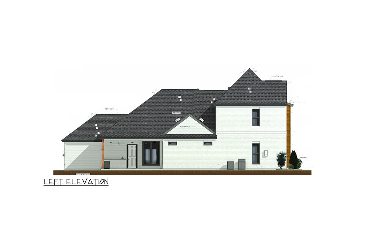 Plan 185014PHD: Transitional-Style House Plan with Vaulted Living Room and an Outdoor Kitchen - 2751 Sq Ft - Image #15 - Acadian, Contemporary, Southern, Transitional