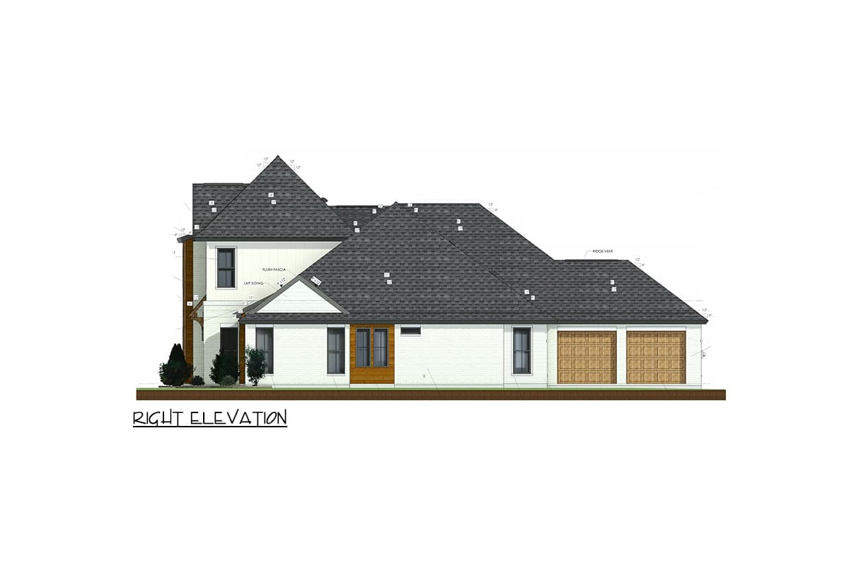 Plan 185014PHD: Transitional-Style House Plan with Vaulted Living Room and an Outdoor Kitchen - 2751 Sq Ft - Image #17 - Acadian, Contemporary, Southern, Transitional