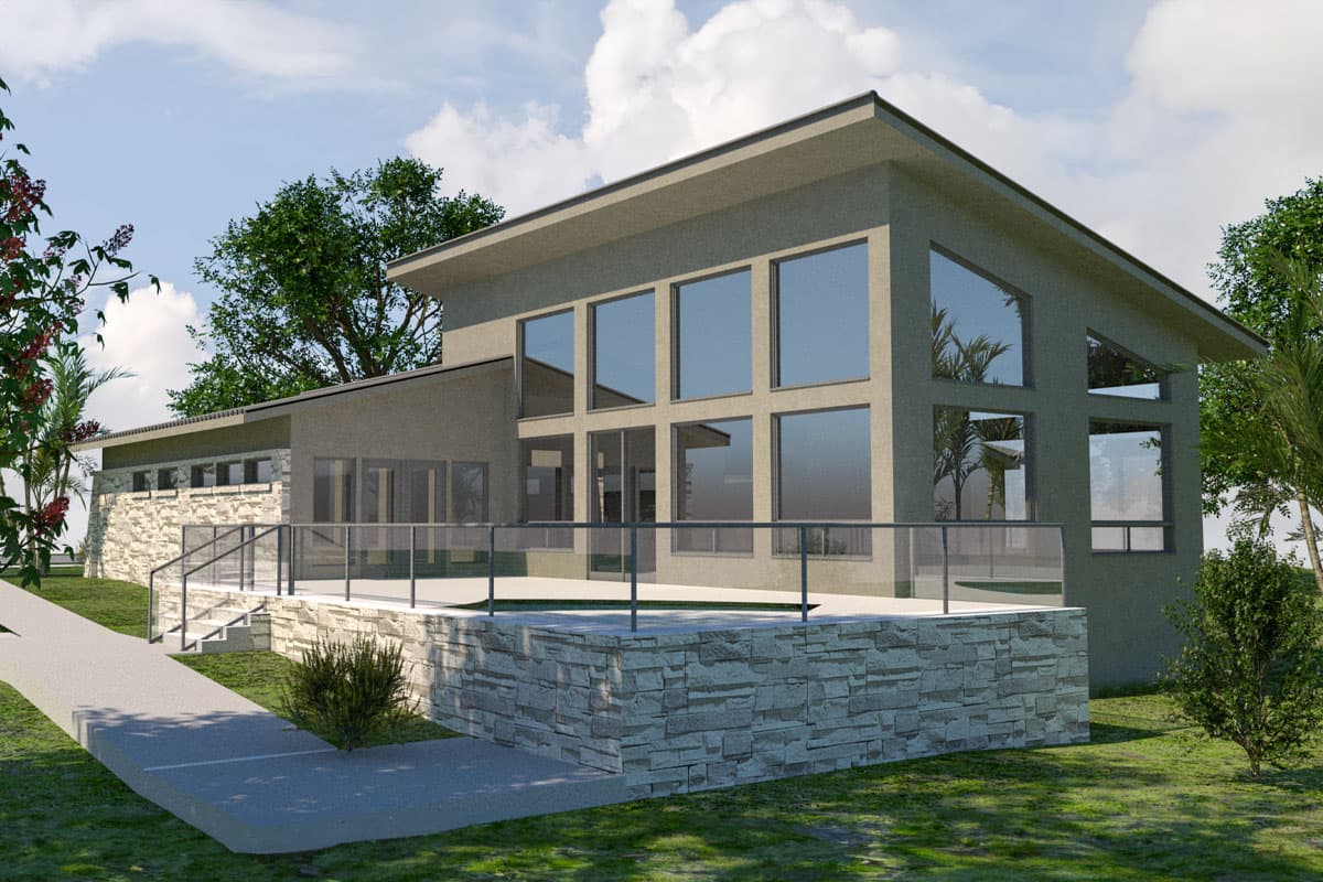 Plan 264077KMD: Contemporary Ranch House Plan with Courtyard - 1977 Sq Ft - Image #7 - Contemporary, Mid Century Modern, Modern, Ranch