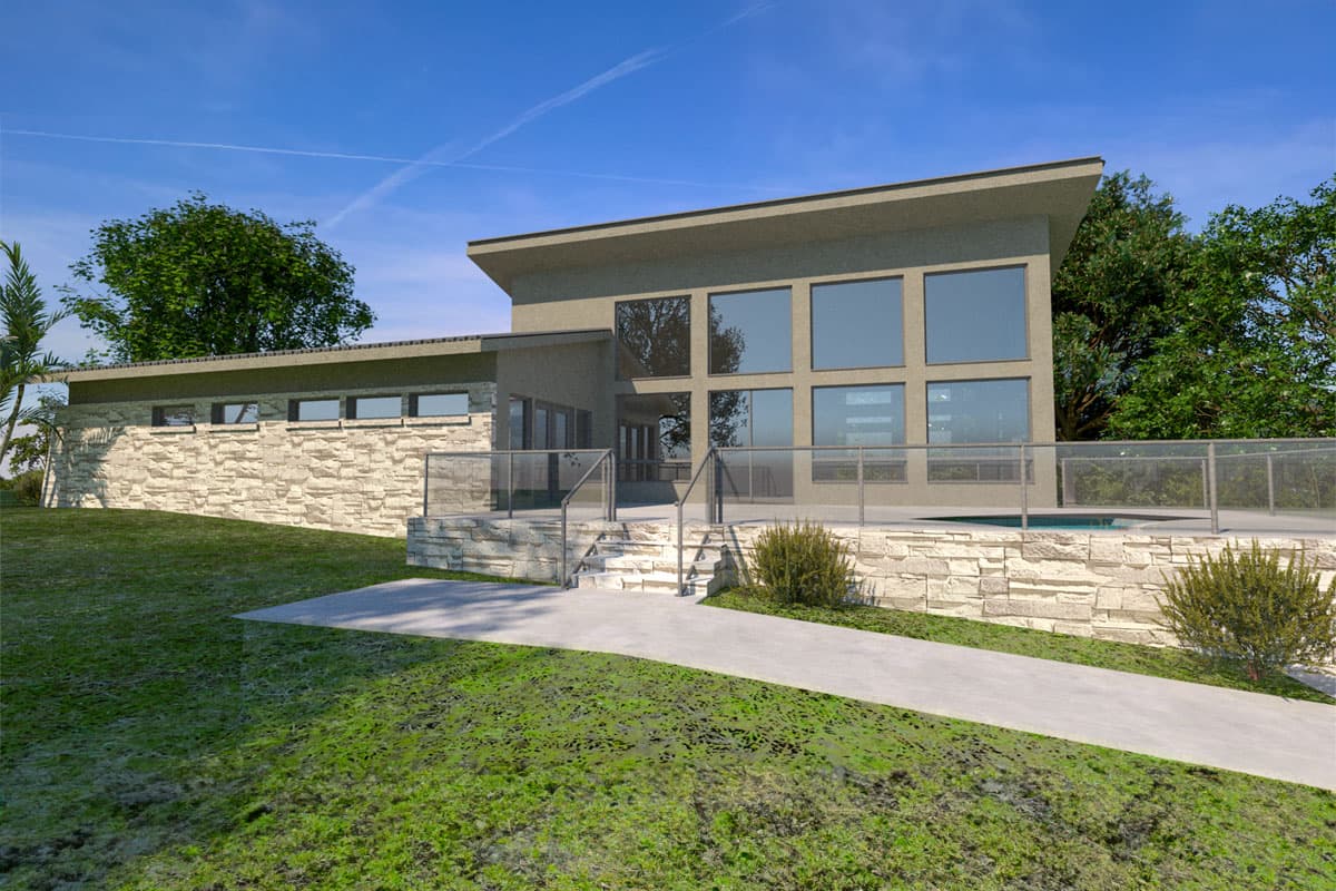 Plan 264077KMD: Contemporary Ranch House Plan with Courtyard - 1977 Sq Ft - Image #8 - Contemporary, Mid Century Modern, Modern, Ranch
