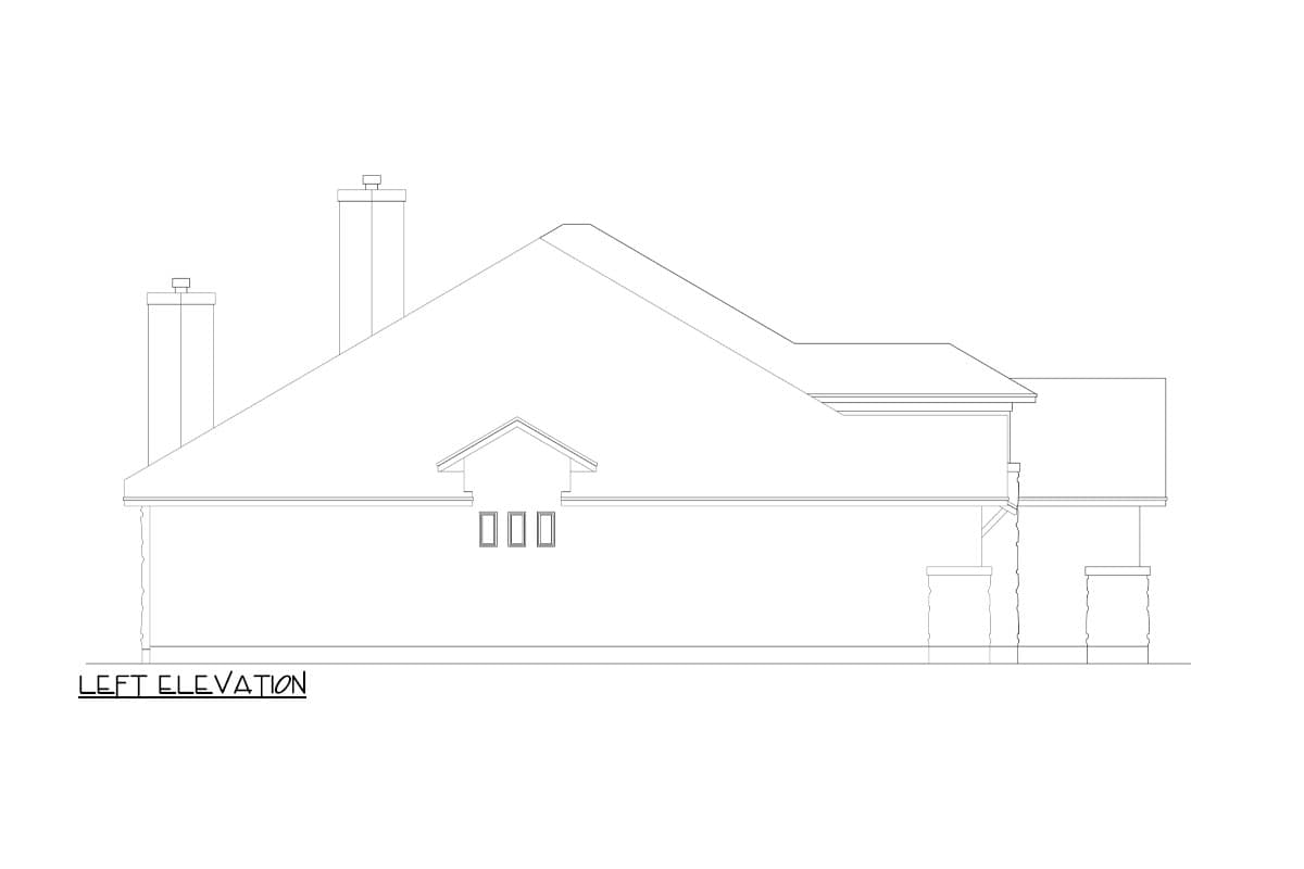 Plan 264097KMD: 3 Bed One-Floor House Plan with Covered Patio with Fireplace - 2469 Sq Ft - Image #6 - European, Southwest, Transitional