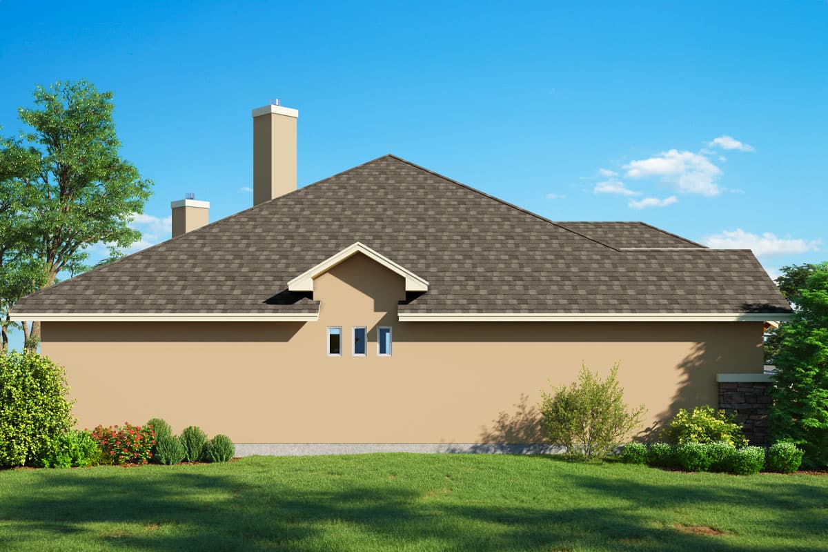 Plan 264097KMD: 3 Bed One-Floor House Plan with Covered Patio with Fireplace - 2469 Sq Ft - Image #4 - European, Southwest, Transitional