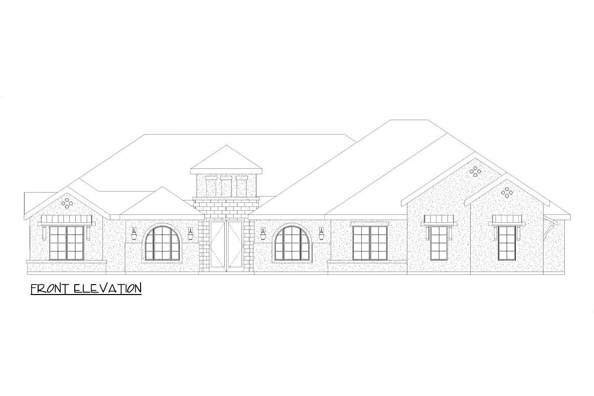 Plan 36699TX: Spanish Influenced House Plan with Courtyard, Game and Fitness Rooms - 3936 Sq Ft - Image #9 - European, Southwest, Spanish, Transitional