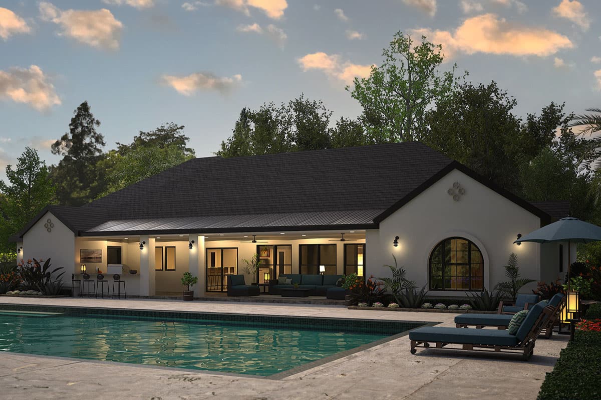 Plan 36699TX: Spanish Influenced House Plan with Courtyard, Game and Fitness Rooms - 3936 Sq Ft - Image #6 - European, Southwest, Spanish, Transitional