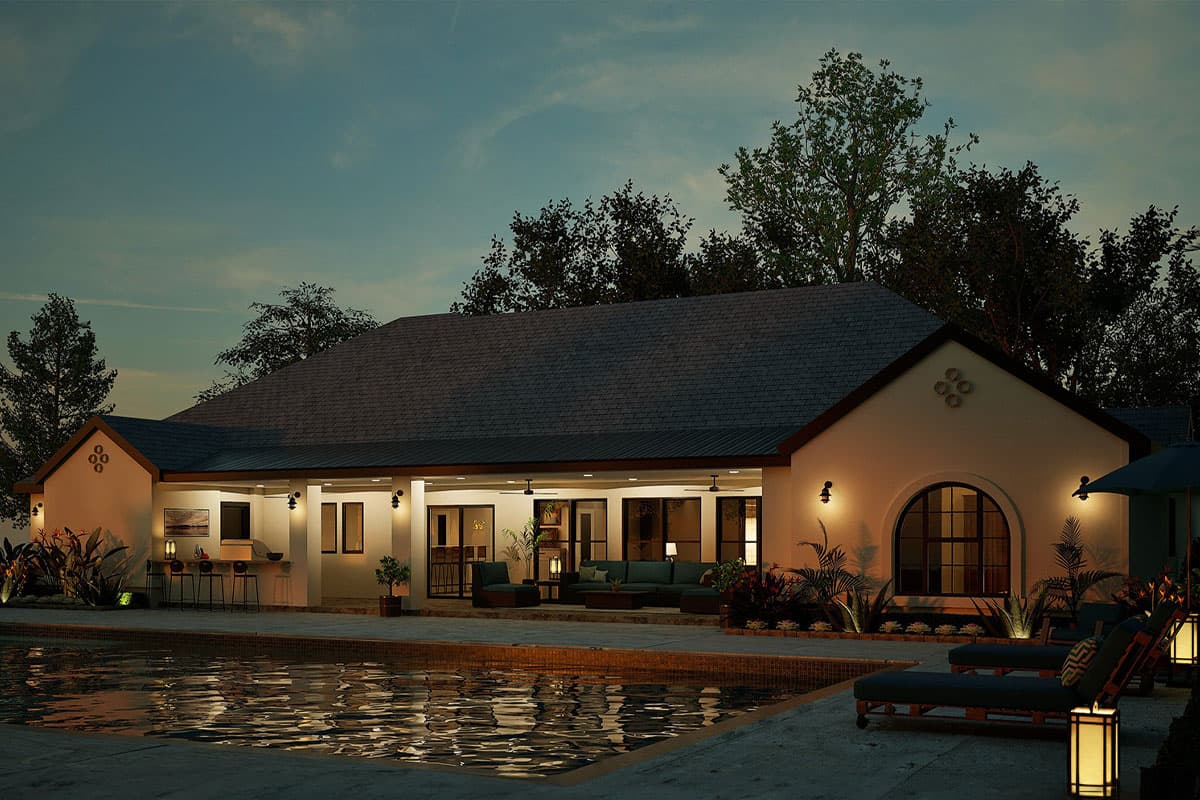 Plan 36699TX: Spanish Influenced House Plan with Courtyard, Game and Fitness Rooms - 3936 Sq Ft - Image #7 - European, Southwest, Spanish, Transitional