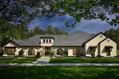 Spanish Influenced House Plan with Courtyard, Game and Fitness Rooms - 3936 Sq Ft