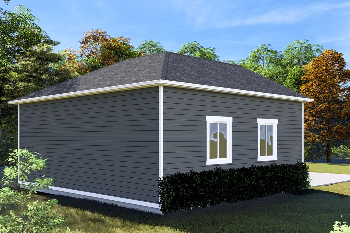 Plan 61495UT: Garage Workshop with Two 10 x 12 Bays - 1066 Sq Ft - Image #4 - Traditional