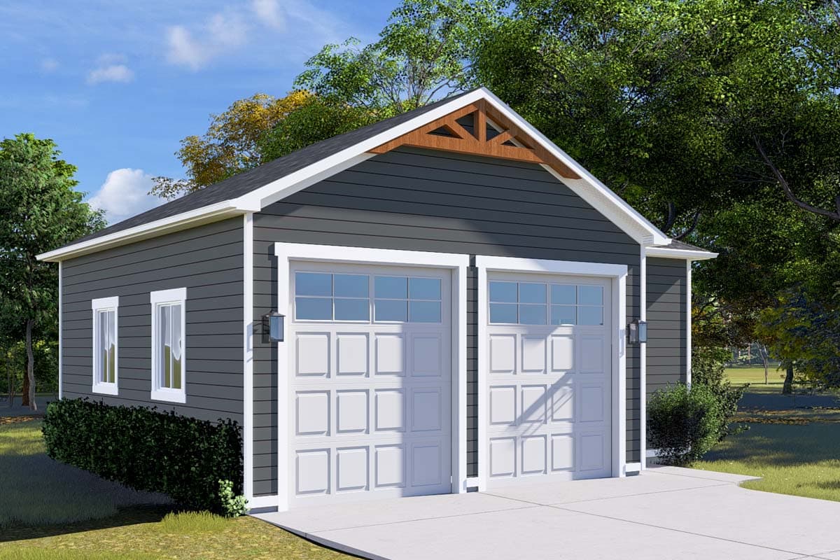 Plan 61495UT: Garage Workshop with Two 10 x 12 Bays - 1066 Sq Ft - Image #5 - Traditional