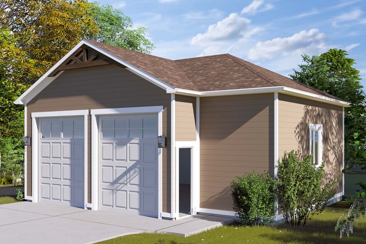 Plan 61495UT: Garage Workshop with Two 10 x 12 Bays - 1066 Sq Ft - Image #12 - Traditional