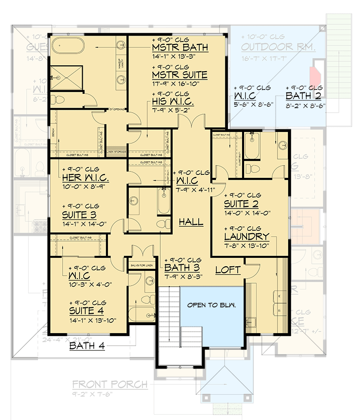 Plan 666261RAF: Modern House Plan with Front-Entry and Rear Drive-Under Garages - 6014 Sq Ft - Floor Plan - 2nd Floor - Modern, Northwest
