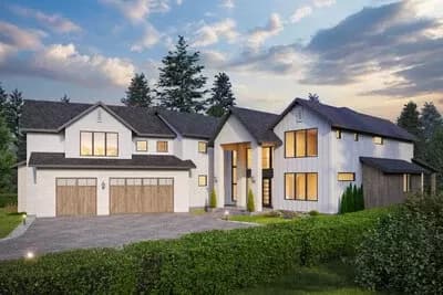 2-Story Contemporary Home Plan with Angled Garage - 6407 sq Ft