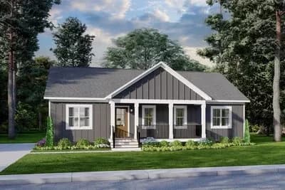 Country Home Plan with Board and Batten Siding - 1410 Sq Ft