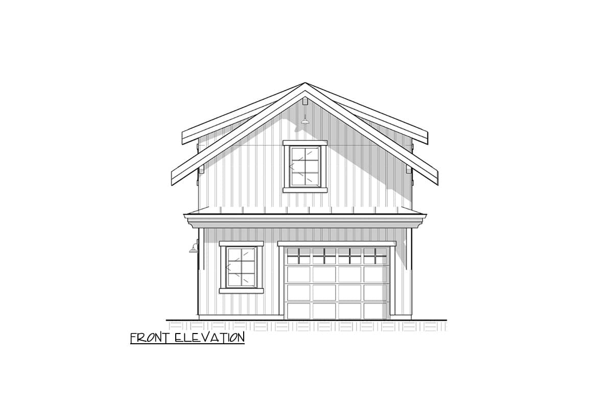 Plan 330017WLE: 2-Story Garage with Vaulted Upstairs Flex Room and Deck - 432 Sq Ft - Image #4 - Craftsman, New American, Traditional