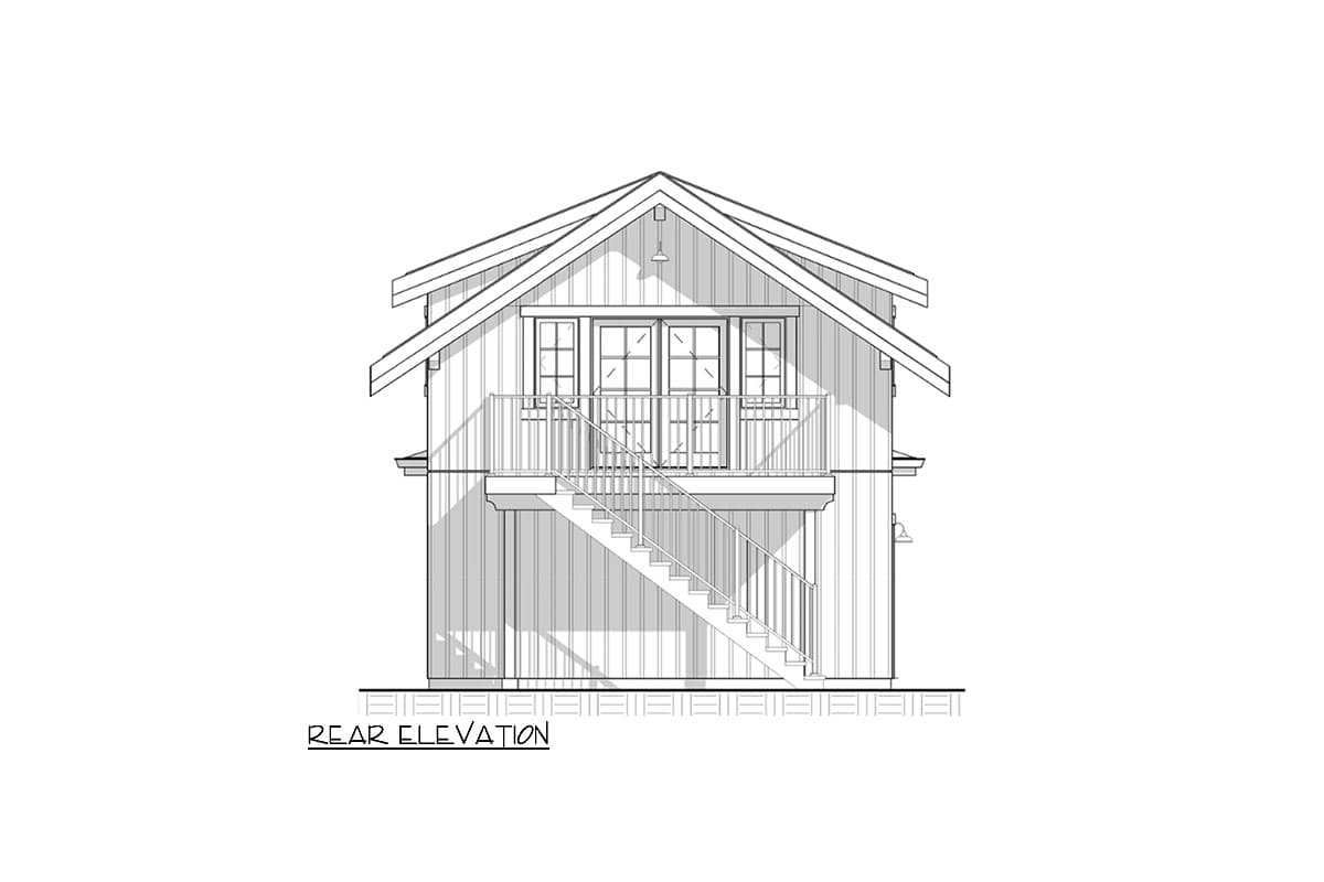 Plan 330017WLE: 2-Story Garage with Vaulted Upstairs Flex Room and Deck - 432 Sq Ft - Image #6 - Craftsman, New American, Traditional