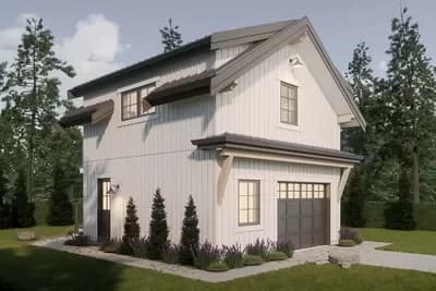 2-Story Garage with Vaulted Upstairs Flex Room and Deck - 432 Sq Ft