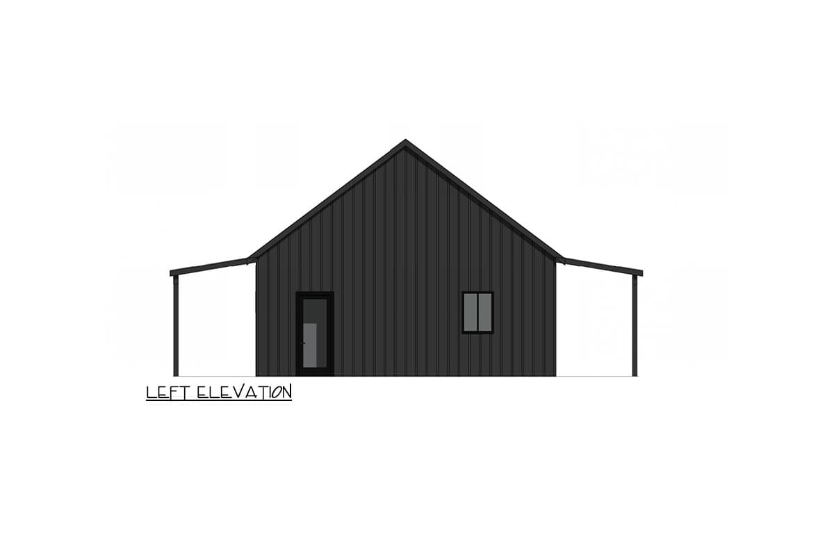 Plan 420134WNT: 2-Bed Country House Plan with 8-Foot-Deep Front and Rear Porches  - 952 Sq Ft - Image #6 - Cabin, Cottage, Country, Modern Farmhouse