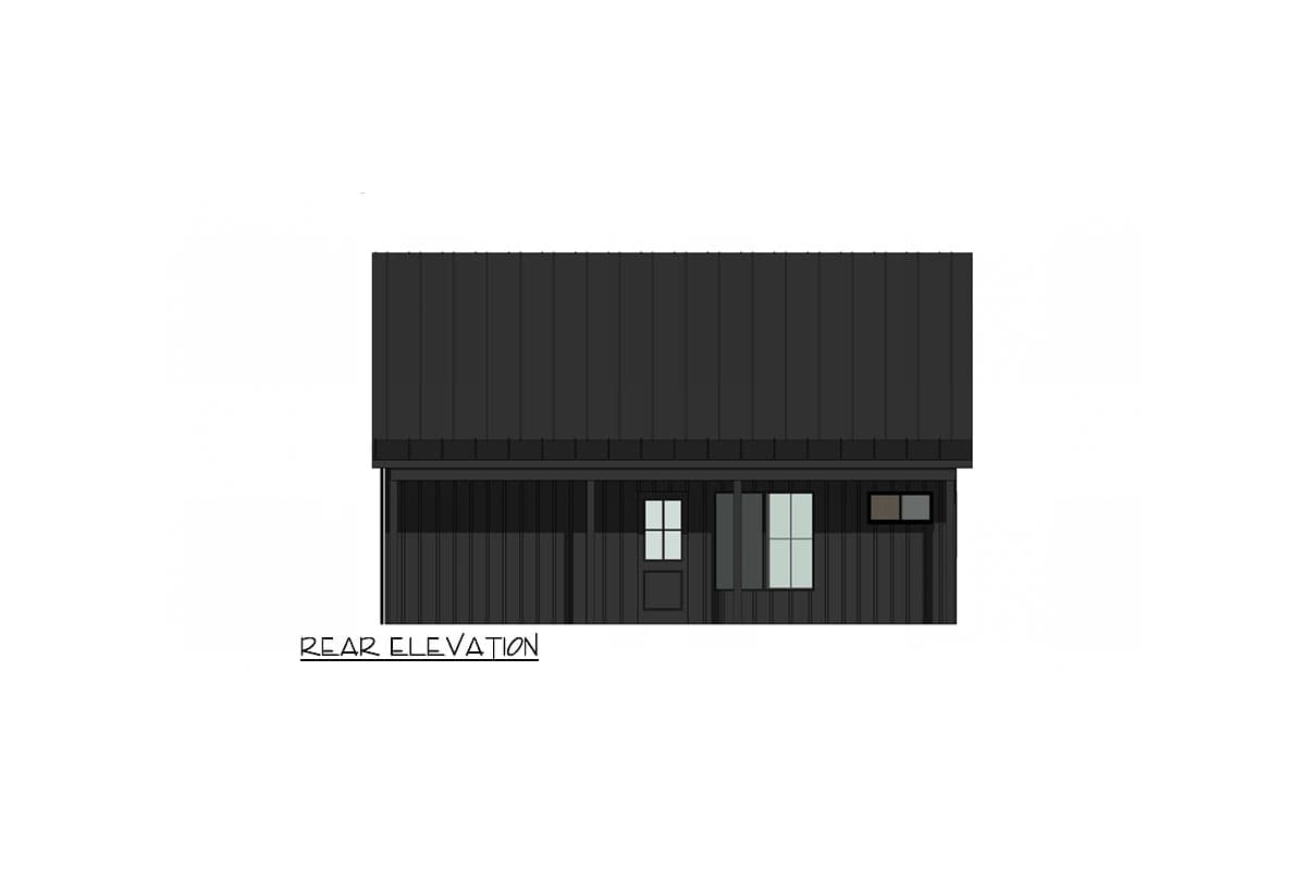 Plan 420134WNT: 2-Bed Country House Plan with 8-Foot-Deep Front and Rear Porches  - 952 Sq Ft - Image #7 - Cabin, Cottage, Country, Modern Farmhouse