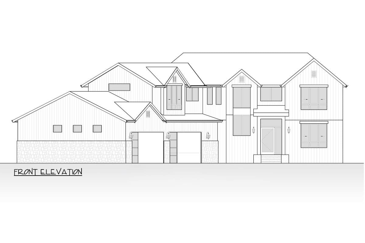 Plan 666263RAF: Modern Farmhouse with Angled 3-Car Garage and Upstairs Master with Deck - 4612 Sq Ft - Image #6 - Modern Farmhouse, Transitional