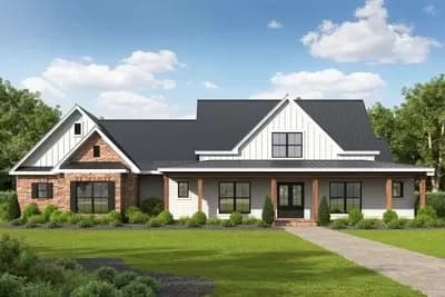 Modern Farmhouse Plan with 3 Beds and Bonus Expansion - 2354 Sq Ft
