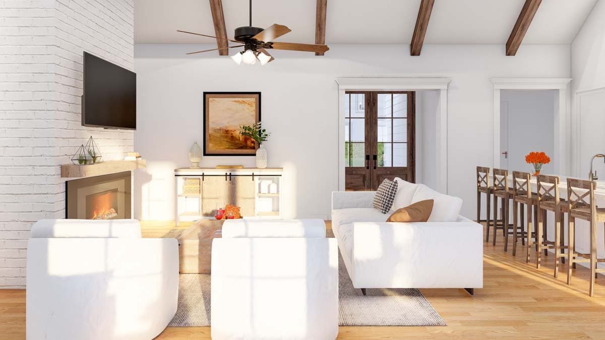 Plan 70880MK: Modern Farmhouse with Split Bed Layout and a Home Office - 1967 Sq Ft - Image #9 - Country, Modern Farmhouse, New American, Southern, Traditional