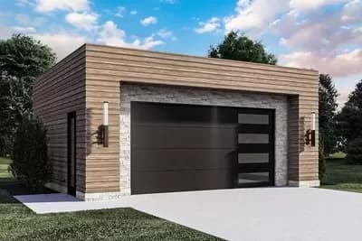 Contemporary 2-Car Garage with Single Overhead Door - 644 Sq Ft