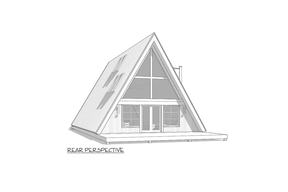Plan 270094AF: 2-Bed Modern A-Frame House Plan with Two Story Great Room - 1388 Sq Ft - Image #4 - A-Frame, Cabin, Contemporary, Mountain, Rustic