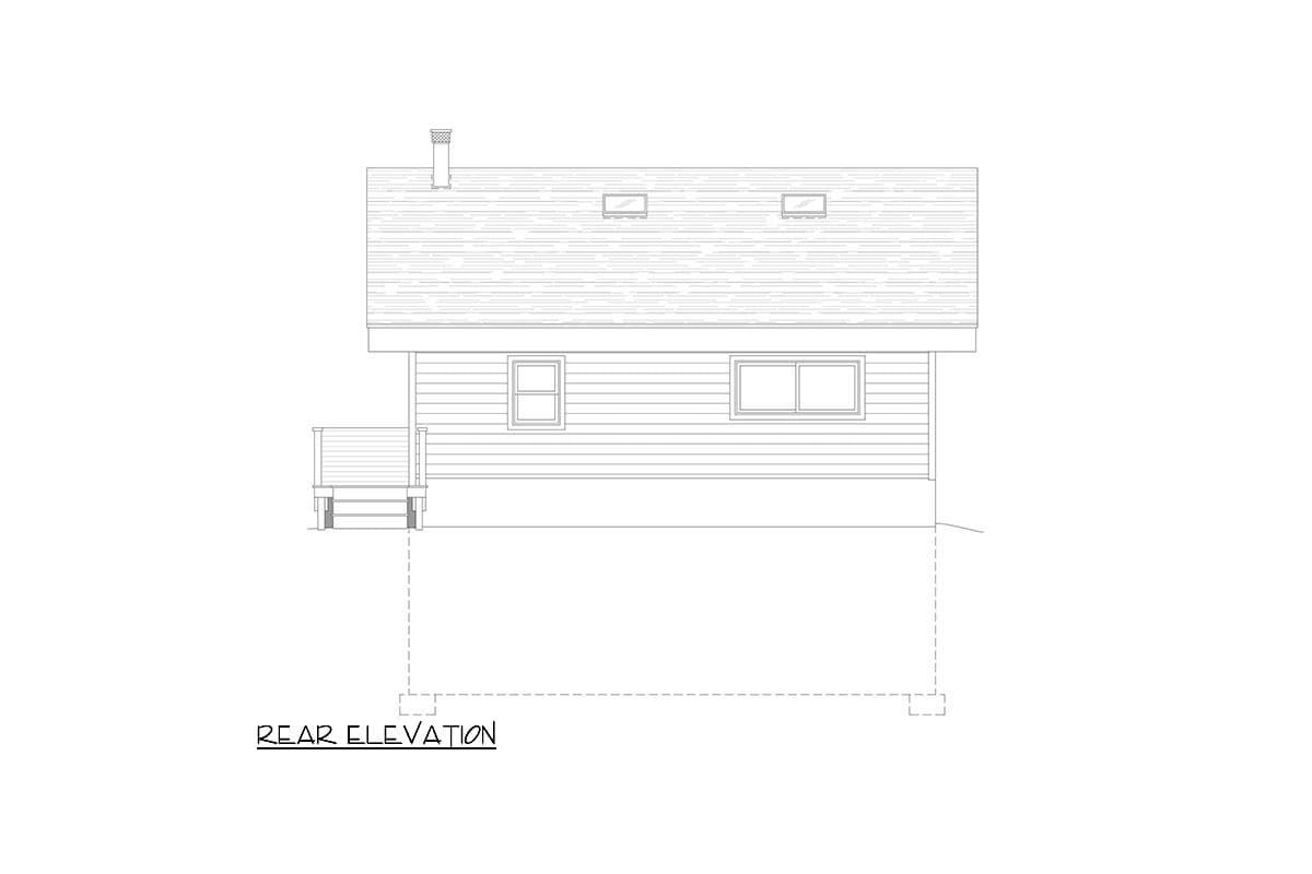 Plan 680297VR: Mountain House Plan with Wraparound Deck on a Sloping-Lot - 832 Sq Ft - Image #4 - Contemporary, Modern, Mountain