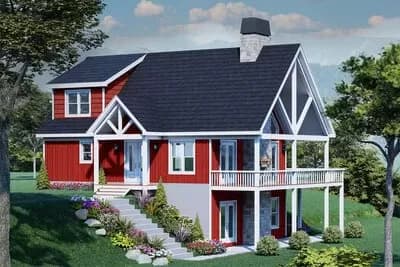 4-Bed Rustic Country Home Plan with Two Story Great Room 