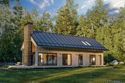 2 Story Cabin Home Plan with Two Story Great Room and 2nd Level Master Suite - 2290 Sq Ft