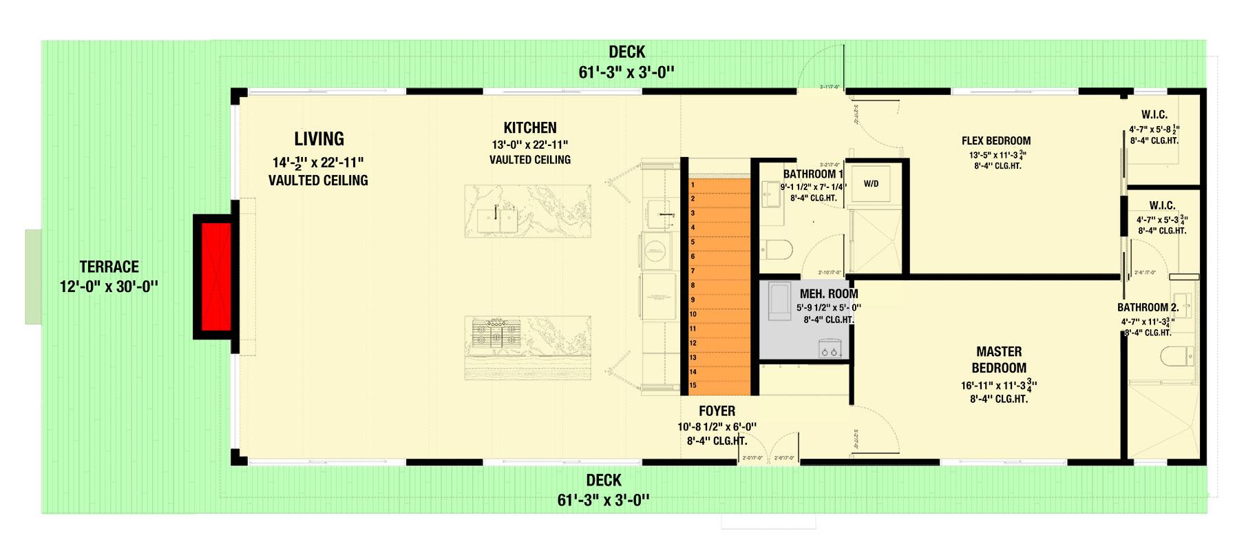 Plan 311057RMZ: 4 Bed Cabin Home Plan with Two Island Kitchen and Drive Under Garage - 2293 Sq Ft - Floor Plan - Main Level - Cabin, Modern, Mountain, Northwest, Ranch