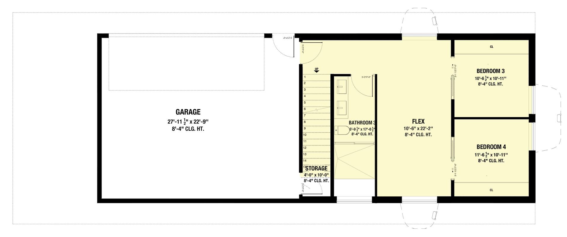 Plan 311057RMZ: 4 Bed Cabin Home Plan with Two Island Kitchen and Drive Under Garage - 2293 Sq Ft - Floor Plan - Lower Level - Cabin, Modern, Mountain, Northwest, Ranch