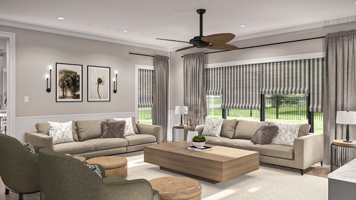 Plan 623336DJ: 4-Bedroom Transitional House Plan with Second Floor Master Suite - 3,469 Sq. Ft. - Image #5 - Modern, New American, Transitional