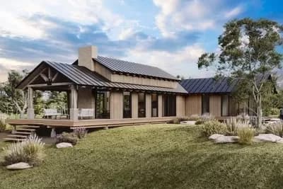 3-Bed Cabin Home Plan with Vaulted Great Room and Wrap Around Porch - 1811 Sq Ft