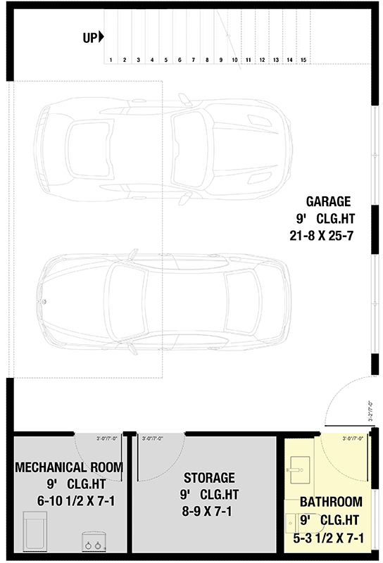 Plan 311061RMZ: Rustic 1-Bed ADU Plan with Garage Below - 765 Sq Ft - Floor Plan - Main Level - Carriage, Modern, Rustic