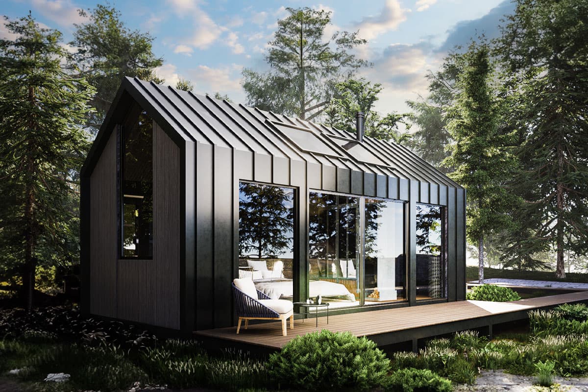Plan 311062RMZ: 1-Bed Contemporary Cabin Home Plan with Vaulted Ceilings - 300 Sq Ft - Image #4 - Cabin, Contemporary, Modern, Scandinavian