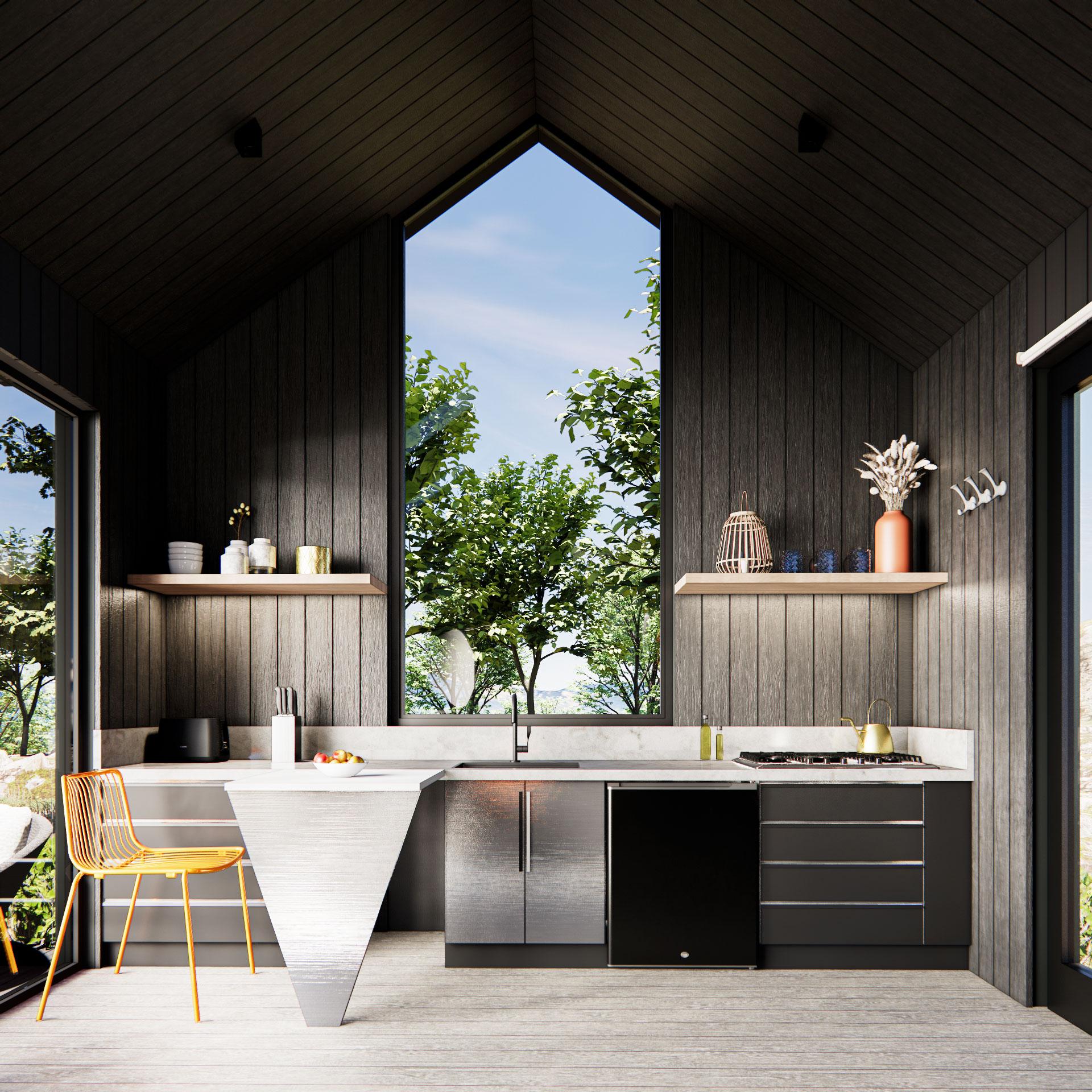 Plan 311062RMZ: 1-Bed Contemporary Cabin Home Plan with Vaulted Ceilings - 300 Sq Ft - Image #5 - Cabin, Contemporary, Modern, Scandinavian