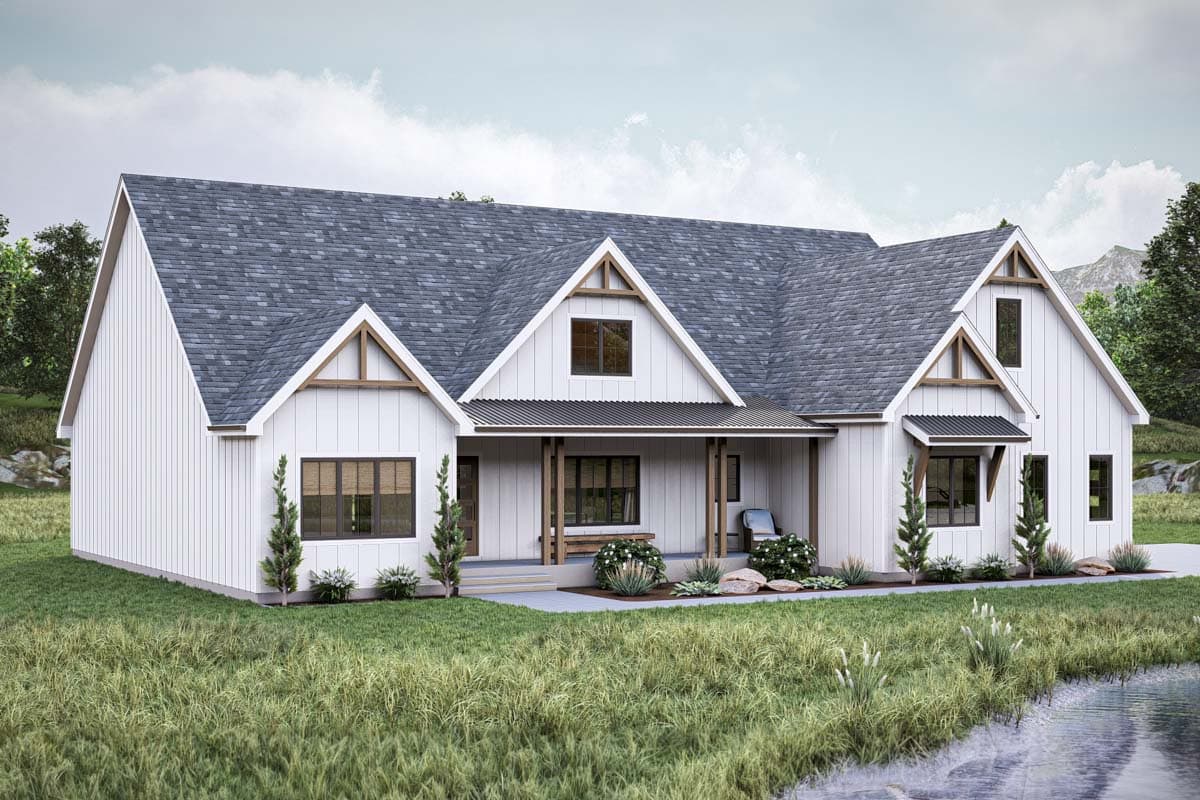 Plan 623337DJ: 4 Bed New American Craftsman Home Plan with Split Beds and Study - 3407 Sq Ft - Image #12 - Country, Craftsman, Modern Farmhouse, New American