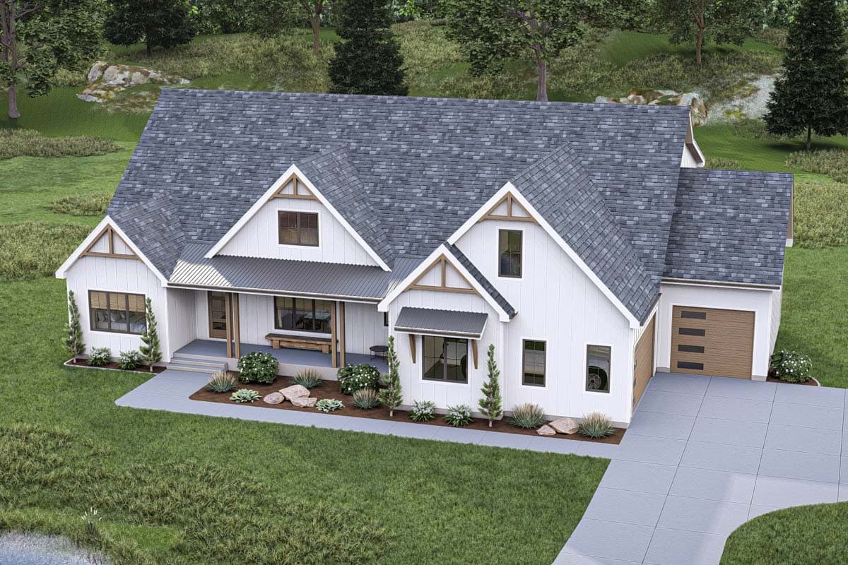 Plan 623337DJ: 4 Bed New American Craftsman Home Plan with Split Beds and Study - 3407 Sq Ft - Image #16 - Country, Craftsman, Modern Farmhouse, New American