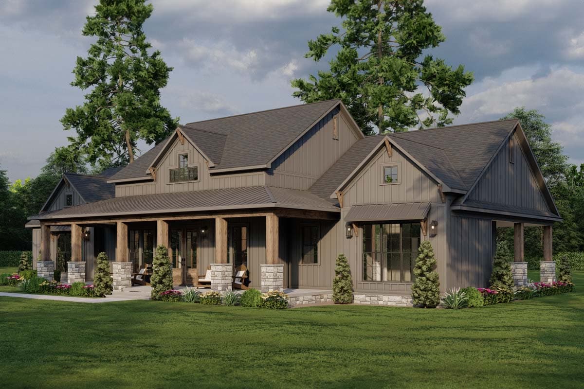 Plan 70881MK: 3-Bed Farmhouse Plan with 3-Car Garage and Bonus Level Above - 2564 Sq Ft - Image #5 - Country, Farmhouse, Modern Farmhouse, New American