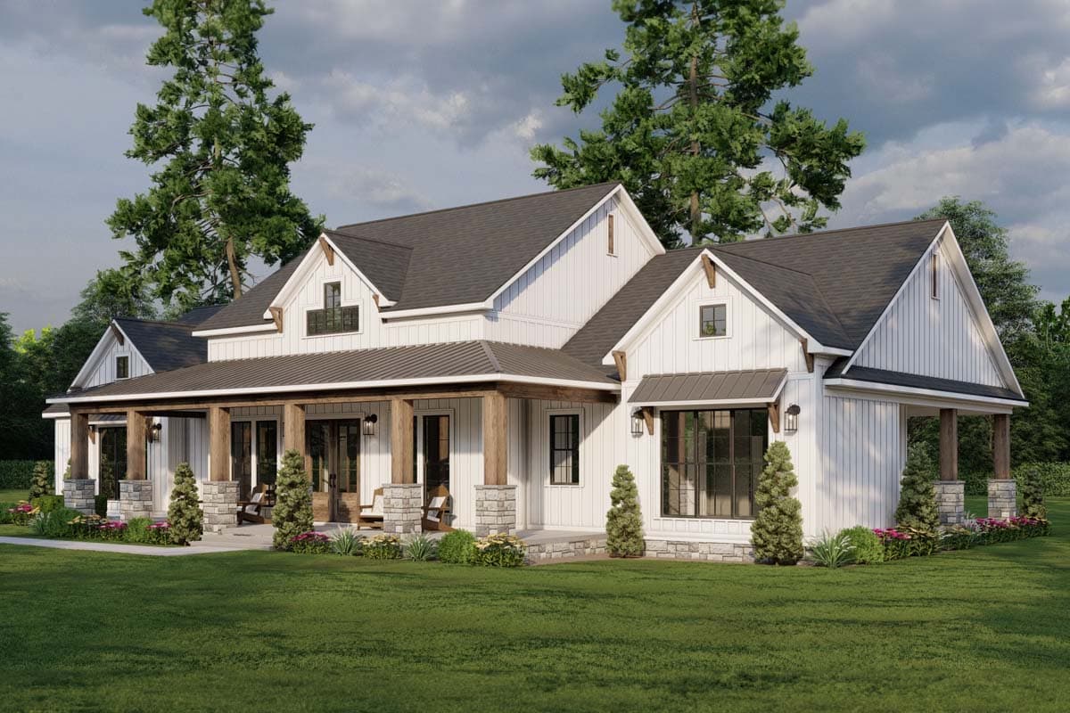Plan 70881MK: 3-Bed Farmhouse Plan with 3-Car Garage and Bonus Level Above - 2564 Sq Ft - Image #24 - Country, Farmhouse, Modern Farmhouse, New American
