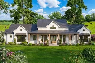 3-Bed Farmhouse Plan with 3-Car Garage and Bonus Level Above - 2564 Sq Ft