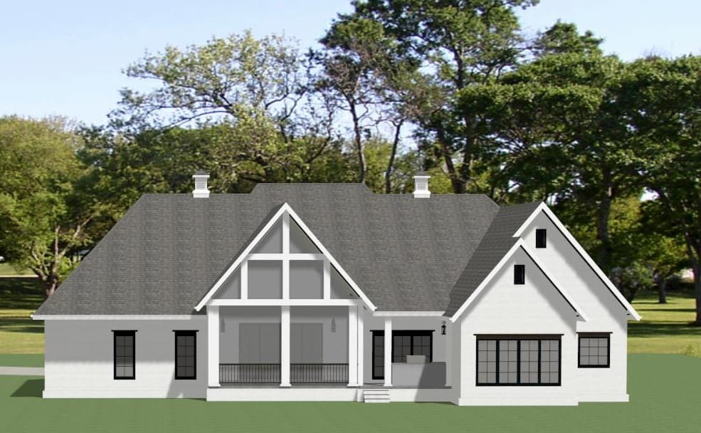 Plan 46515LA: 4-Bed Transitional House Plan with 3-Car Garage and Bonus Expansion Above - 3699 Sq Ft - Image #6 - European, Southern, Transitional